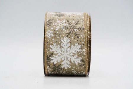 Текстурована стрічка зі сніжинками на дроті_KF7101GC-13N-183_натуральний